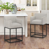LUE BONA Modern Counter Height Bar Stools Fabric Upholstered Counter Stool