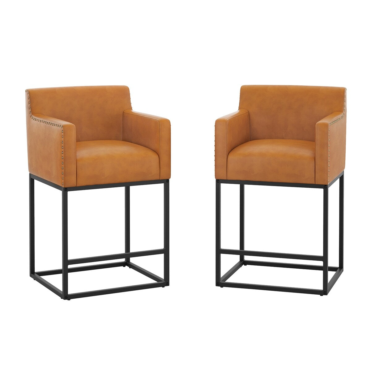 LUE BONA Modern Counter Height Bar Stools Fabric Upholstered Counter Stool