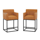LUE BONA Modern Counter Height Bar Stools Fabric Upholstered Counter Stool
