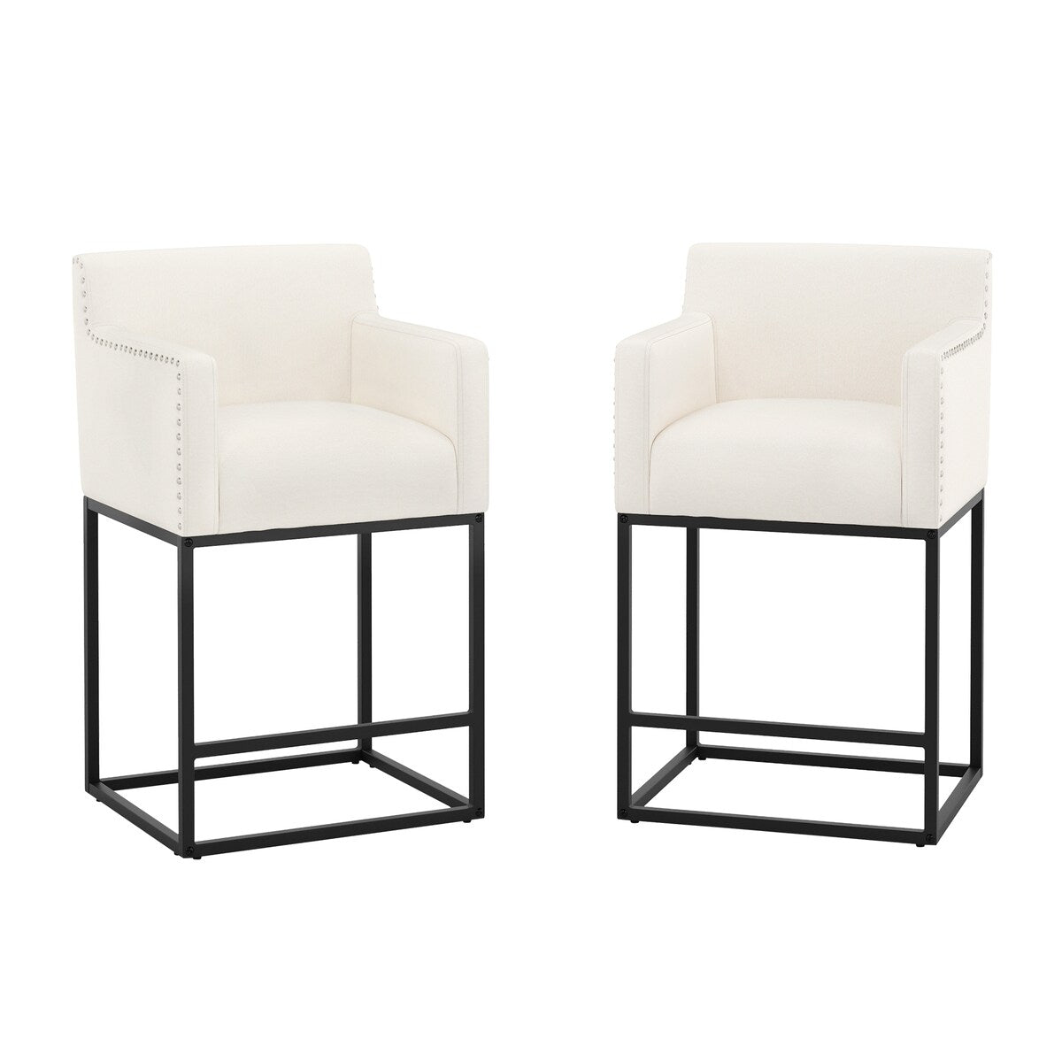 LUE BONA Modern Counter Height Bar Stools Fabric Upholstered Counter Stool