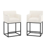 LUE BONA Modern Counter Height Bar Stools Fabric Upholstered Counter Stool