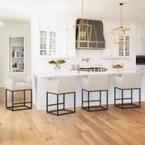 LUE BONA Modern Counter Height Bar Stools Fabric Upholstered Counter Stool