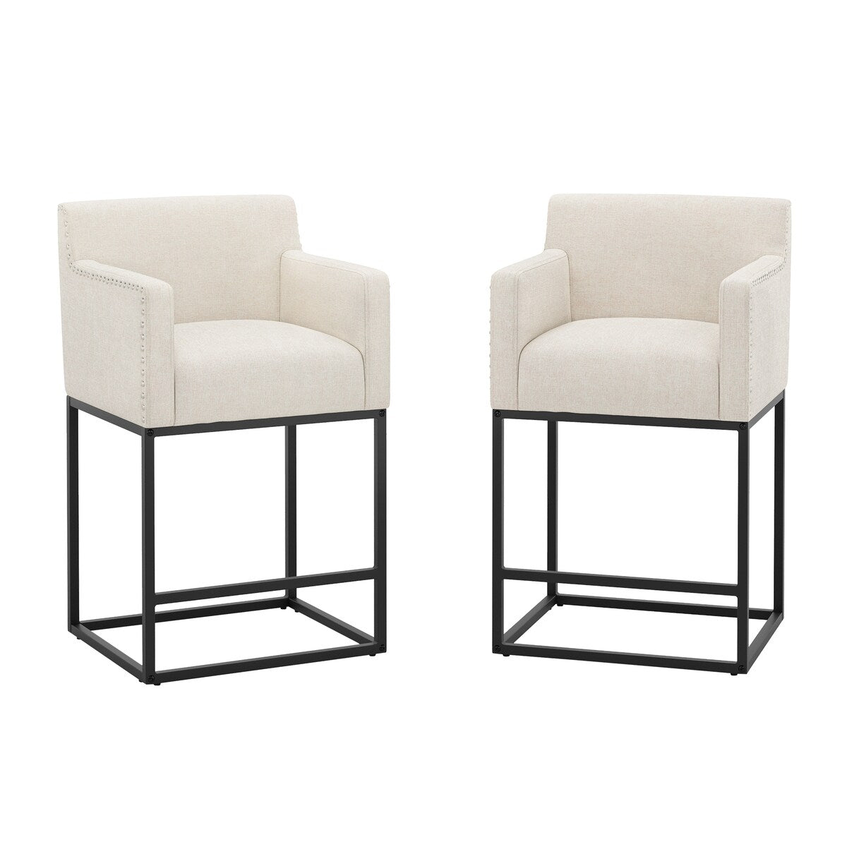 LUE BONA Modern Counter Height Bar Stools Fabric Upholstered Counter Stool