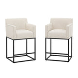 LUE BONA Modern Counter Height Bar Stools Fabric Upholstered Counter Stool