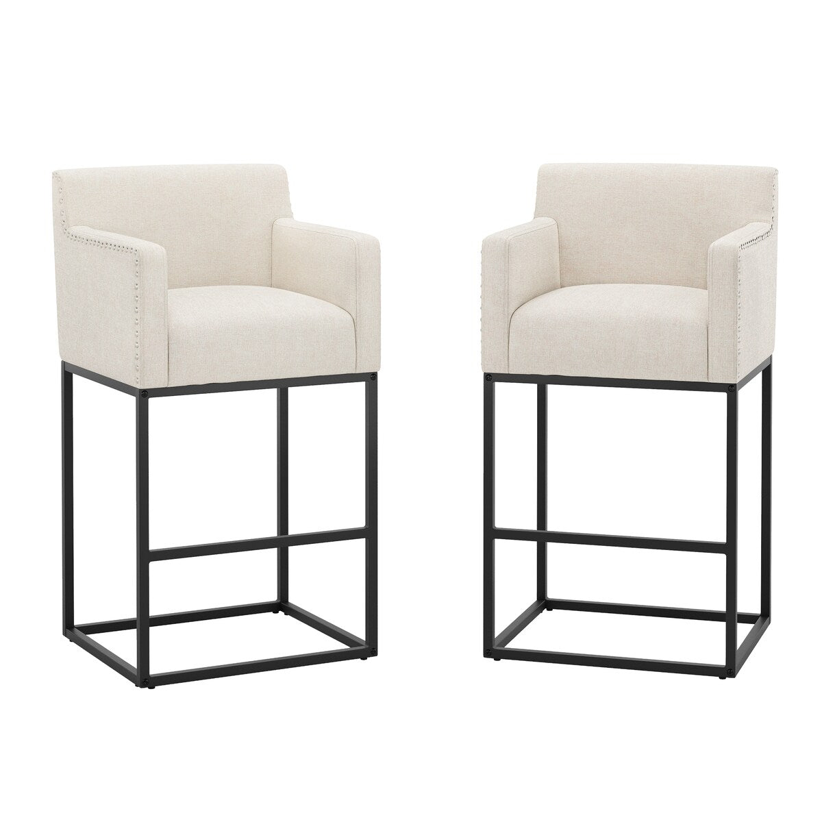 LUE BONA Modern Counter Height Bar Stools Fabric Upholstered Counter Stool
