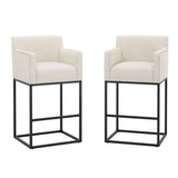 LUE BONA Modern Counter Height Bar Stools Fabric Upholstered Counter Stool