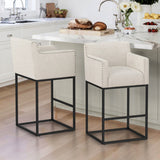 LUE BONA Modern Counter Height Bar Stools Fabric Upholstered Counter Stool