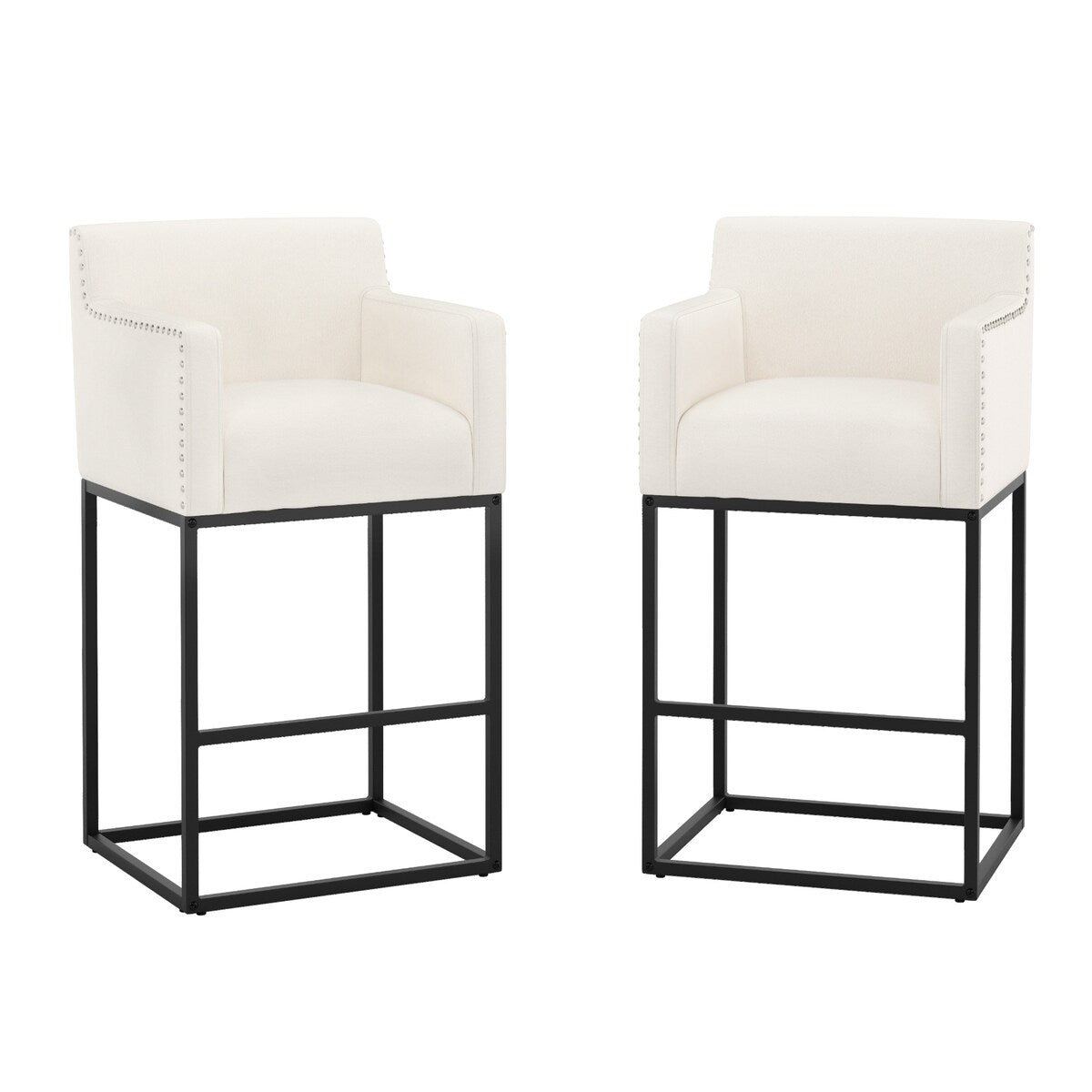 LUE BONA Modern Counter Height Bar Stools Fabric Upholstered Counter Stool