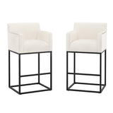 LUE BONA Modern Counter Height Bar Stools Fabric Upholstered Counter Stool