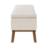 LUE BONA Modern Upholstered Storage Ottoman Button Tufted Storage Bench with Linen Seat End of Bed - 17.5 D X 50.4 W X 20.5 H
