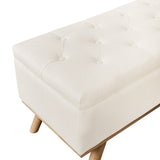 LUE BONA Modern Upholstered Storage Ottoman Button Tufted Storage Bench with Linen Seat End of Bed - 17.5 D X 50.4 W X 20.5 H