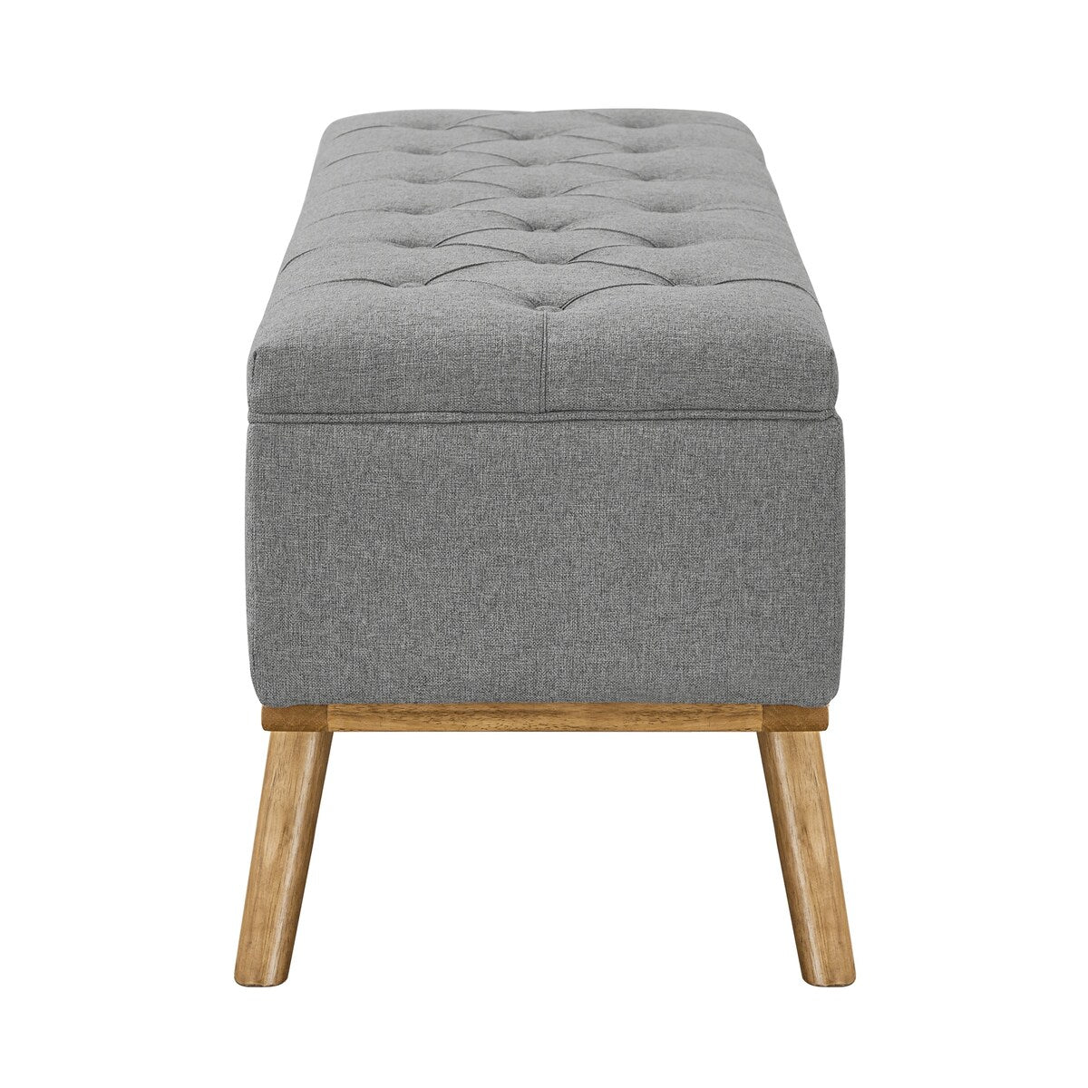 LUE BONA Modern Upholstered Storage Ottoman Button Tufted Storage Bench with Linen Seat End of Bed - 17.5 D X 50.4 W X 20.5 H