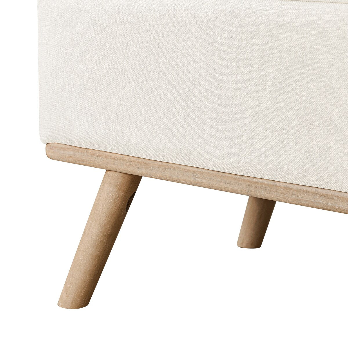 LUE BONA Modern Upholstered Storage Ottoman Button Tufted Storage Bench with Linen Seat End of Bed - 17.5 D X 50.4 W X 20.5 H