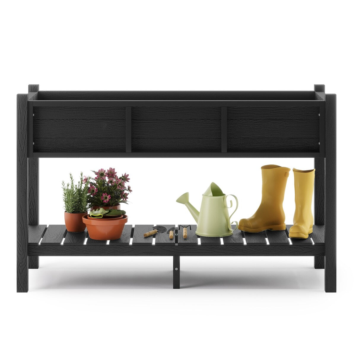 LUE BONA Plastic Raised Garden Bed with Legs Elevated Planter Box for Backyard, Patio, or Balcony - 46.5"L x 17.7"W x 28.7"H