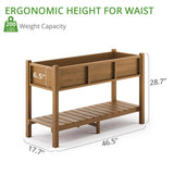 LUE BONA Plastic Raised Garden Bed with Legs Elevated Planter Box for Backyard, Patio, or Balcony - 46.5"L x 17.7"W x 28.7"H