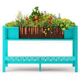 LUE BONA Plastic Raised Garden Bed with Legs Elevated Planter Box for Backyard, Patio, or Balcony - 46.5"L x 17.7"W x 28.7"H