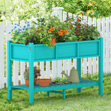 LUE BONA Plastic Raised Garden Bed with Legs Elevated Planter Box for Backyard, Patio, or Balcony - 46.5"L x 17.7"W x 28.7"H