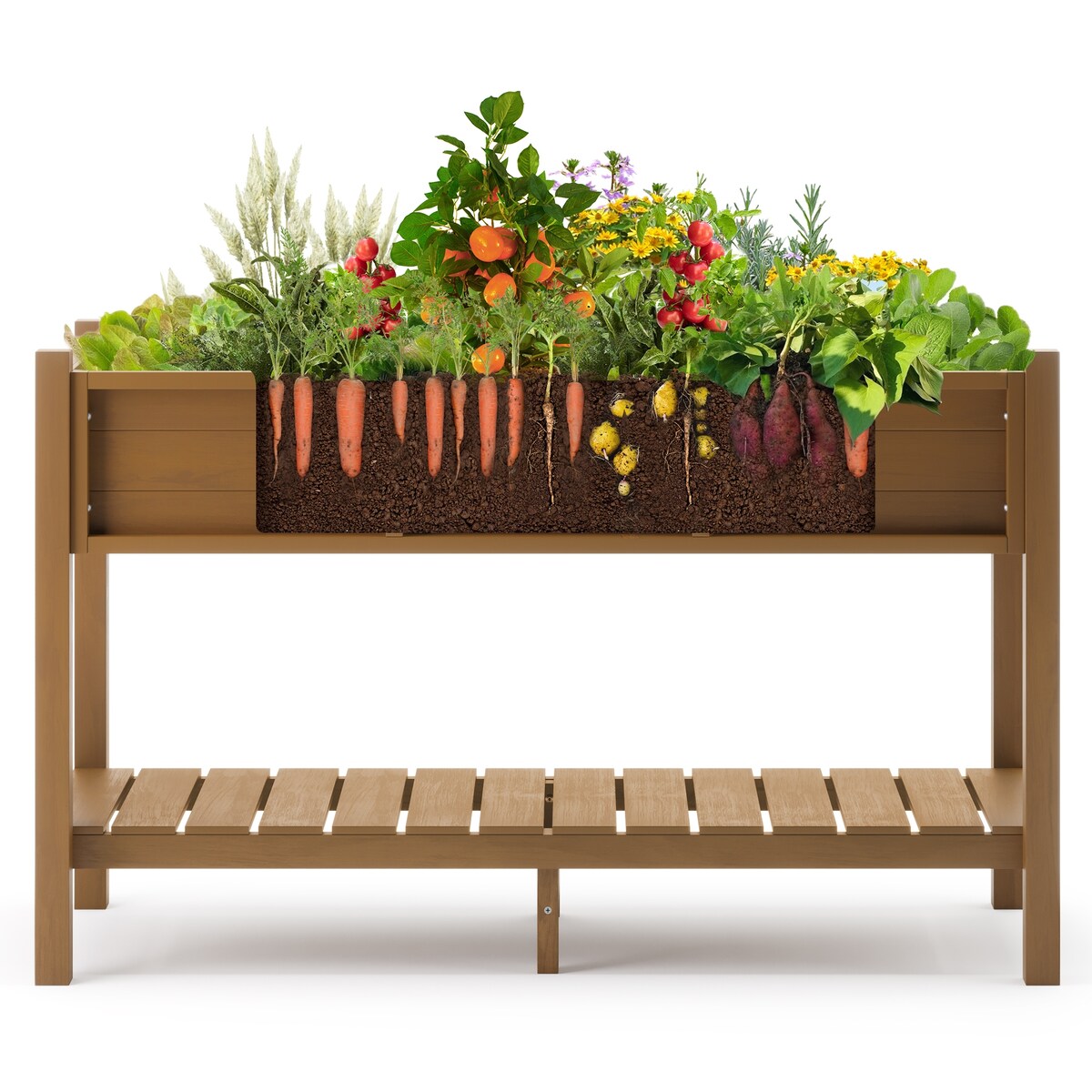 LUE BONA Plastic Raised Garden Bed with Legs Elevated Planter Box for Backyard, Patio, or Balcony - 46.5"L x 17.7"W x 28.7"H