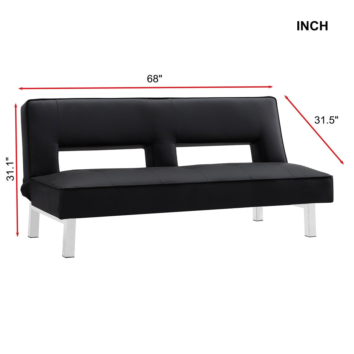 LUXMOD Futon Sofa Bed Sleeper Black Pu