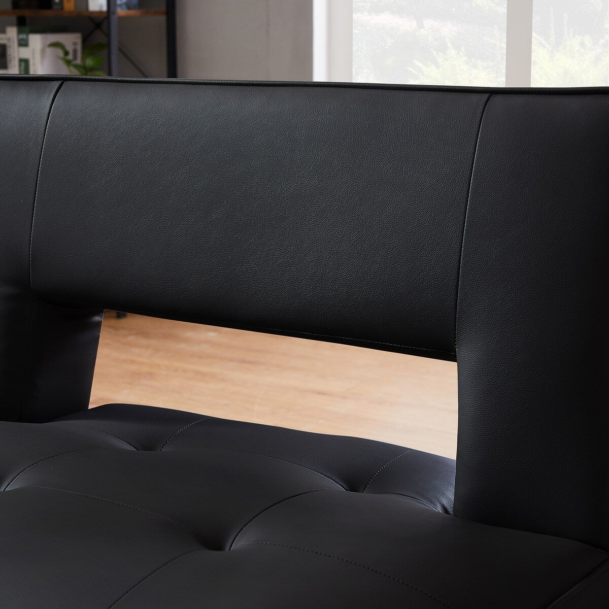 LUXMOD Futon Sofa Bed Sleeper Black Pu