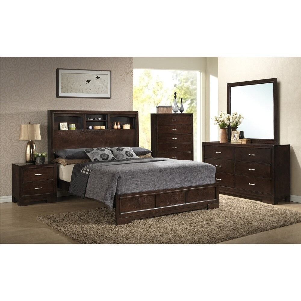 LYKE Home 2-Drawer Walnut Finish Nightstand