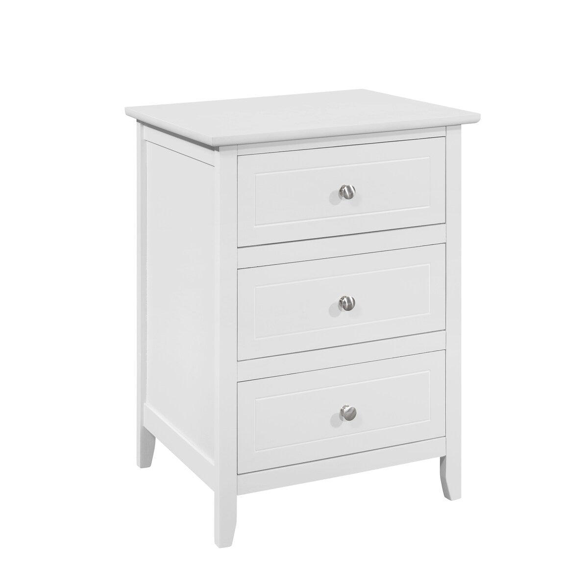 LYKE Home 3 Dwr White Nghtstand