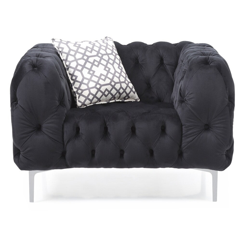 LYKE Home Button Tufted Black Chair