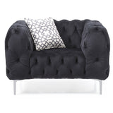 LYKE Home Button Tufted Black Chair