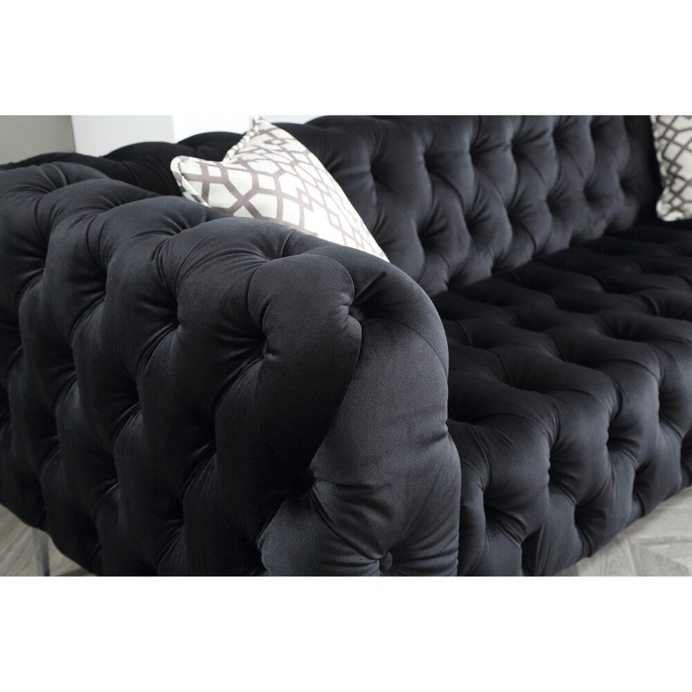 LYKE Home Button Tufted Black Chair