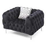 LYKE Home Button Tufted Black Chair