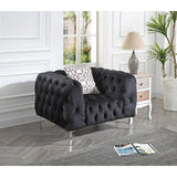 LYKE Home Button Tufted Black Chair