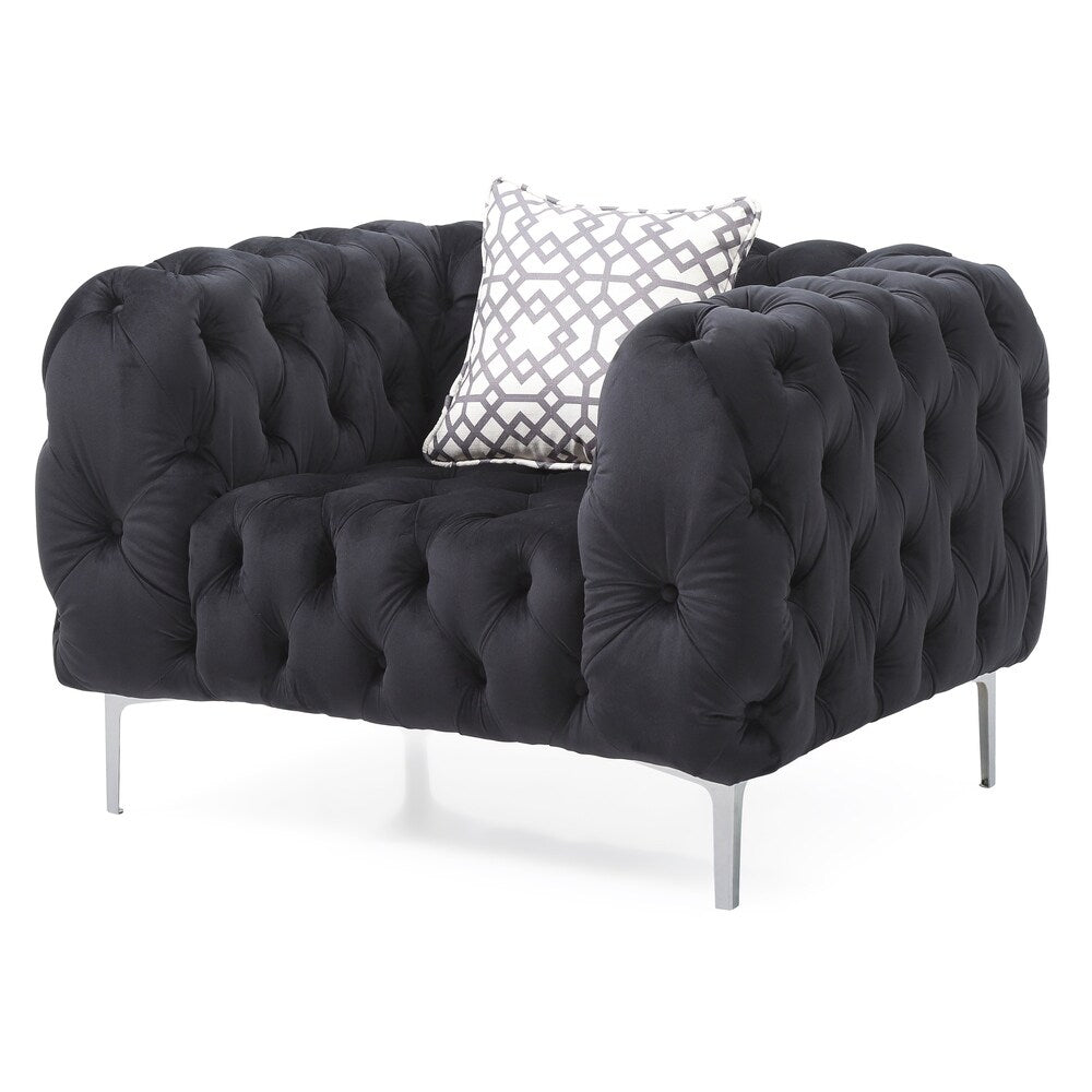 LYKE Home Button Tufted Black Chair