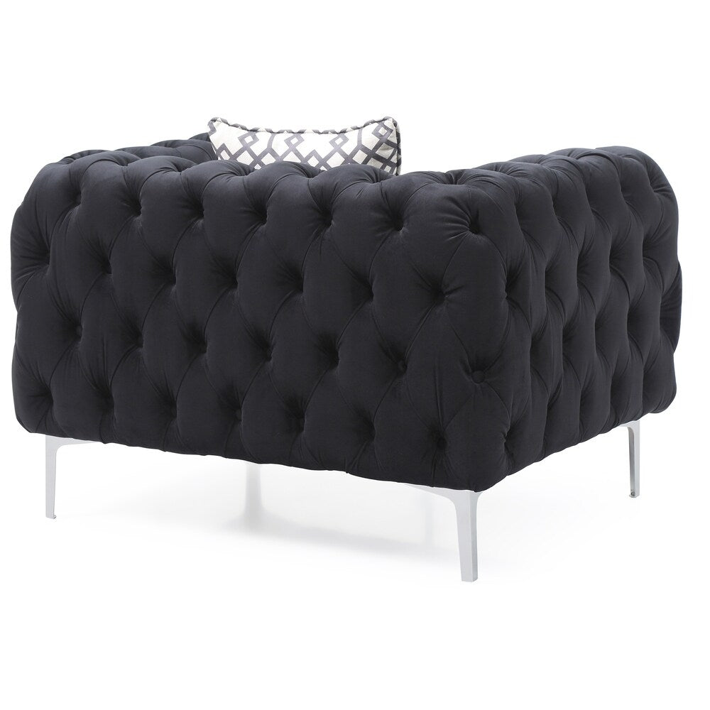 LYKE Home Button Tufted Black Chair