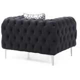LYKE Home Button Tufted Black Chair