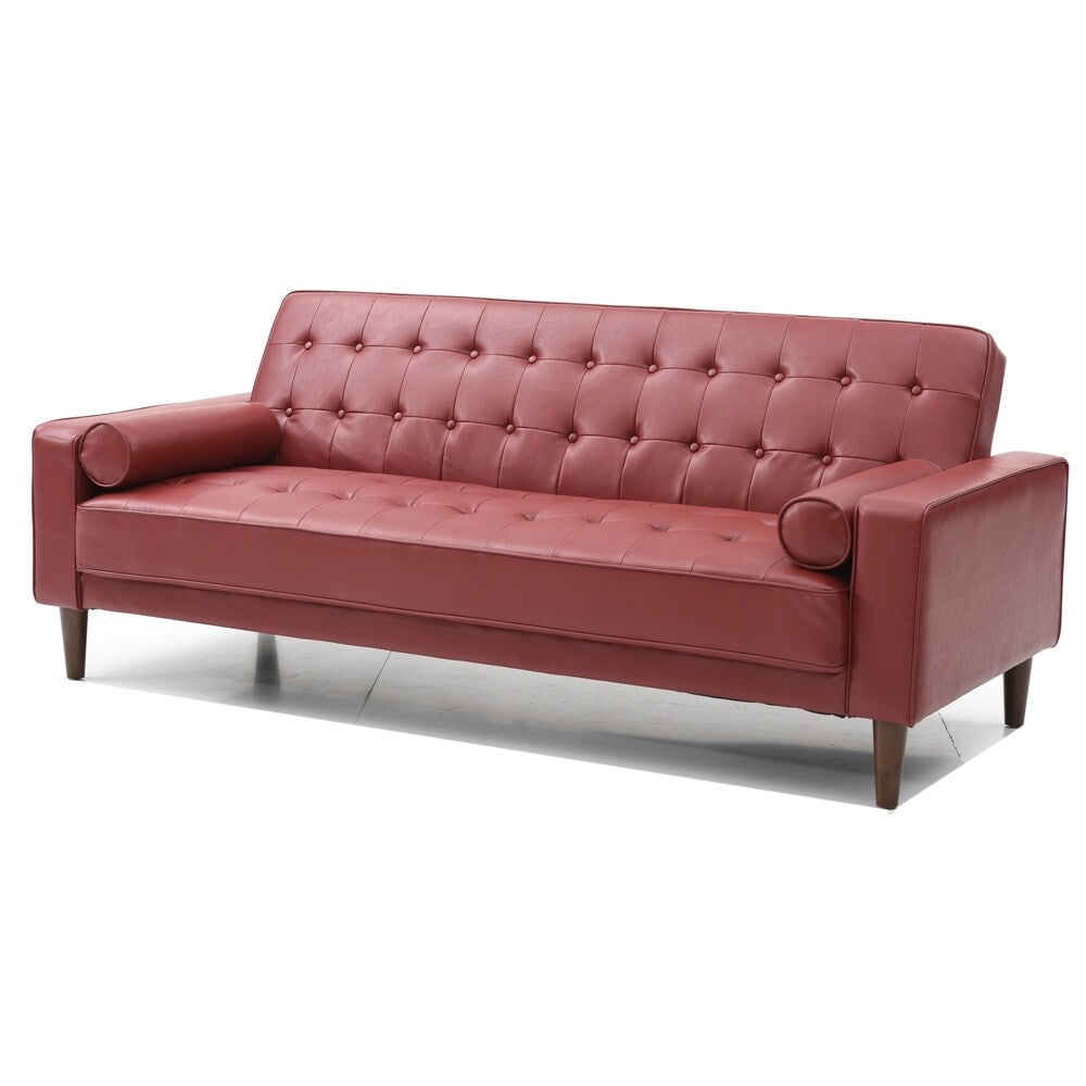 LYKE Home Button Tufted Red Sleeper Sofa