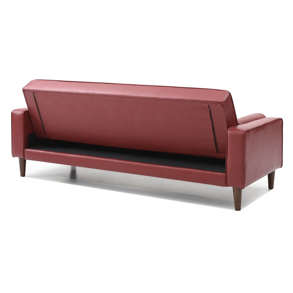 LYKE Home Button Tufted Red Sleeper Sofa