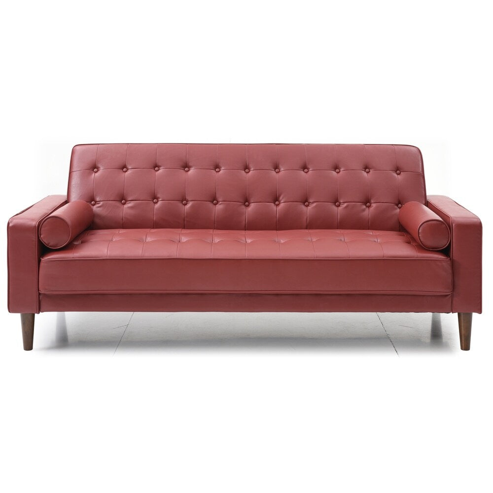 LYKE Home Button Tufted Red Sleeper Sofa