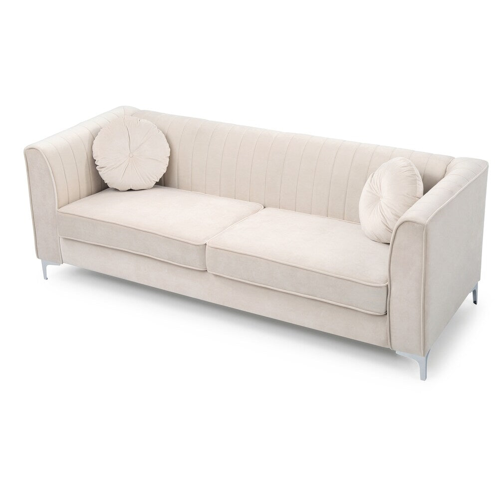 LYKE Home Channel Tufted White Sofa
