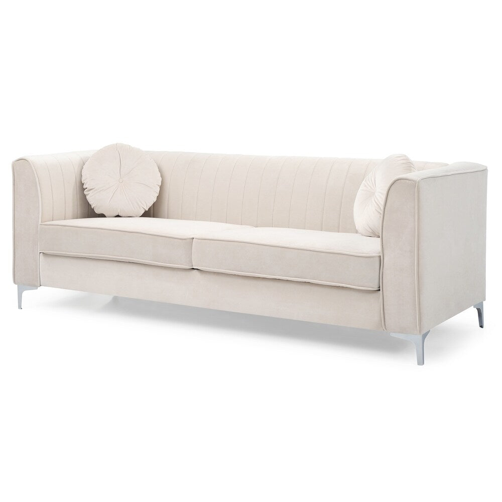 LYKE Home Channel Tufted White Sofa