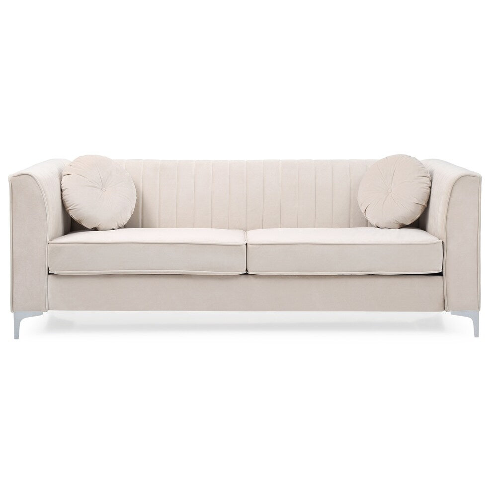 LYKE Home Channel Tufted White Sofa
