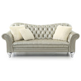 LYKE Home Gold/Silver Button Tuffed Sofa