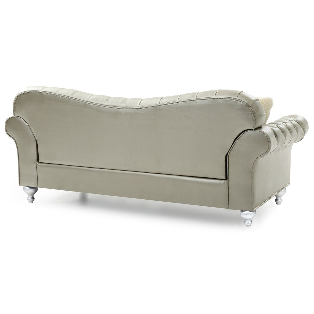 LYKE Home Gold/Silver Button Tuffed Sofa