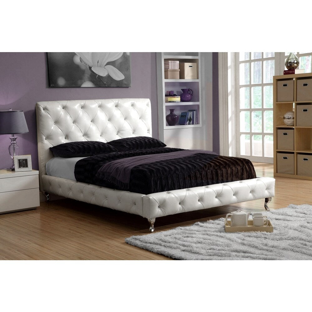 LYKE Home Ivory White Platform Queen Bed
