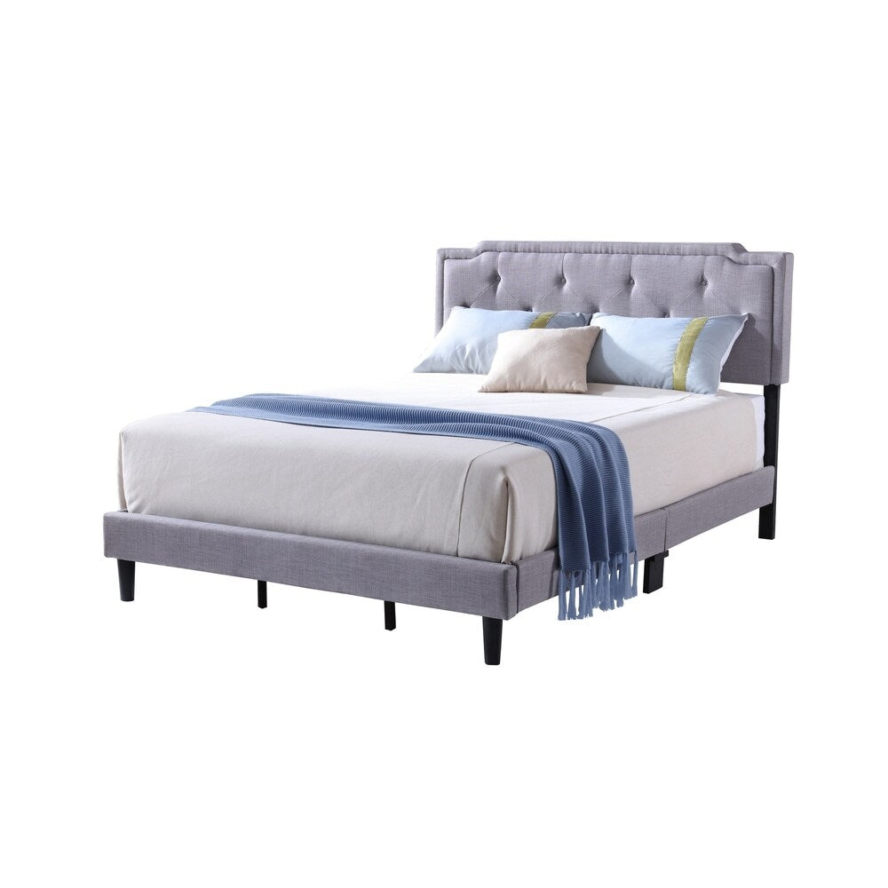 LYKE Home Melody Light Gray Fabric Bed