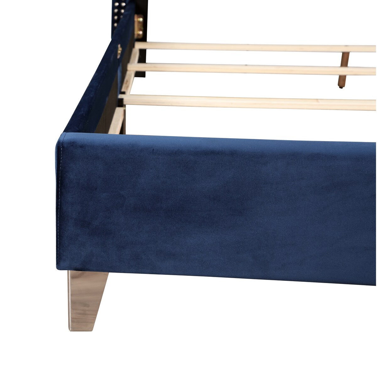LYKE Home Navy Velvet Queen Upholstered Bed