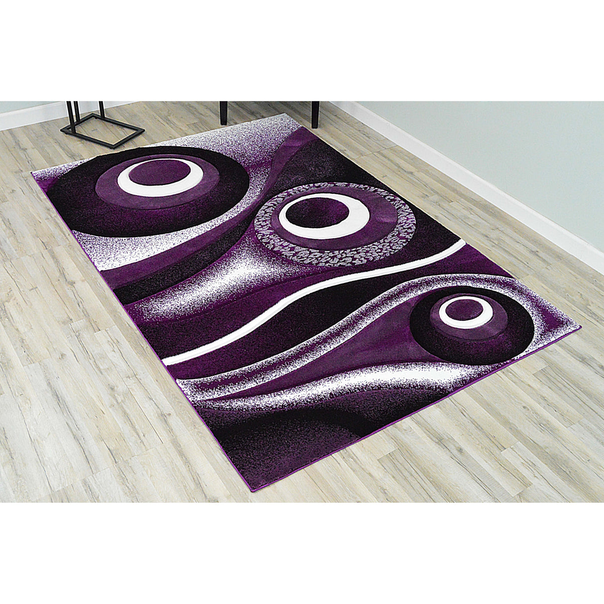 LYKE Home Purple geometric wave inspired Rug