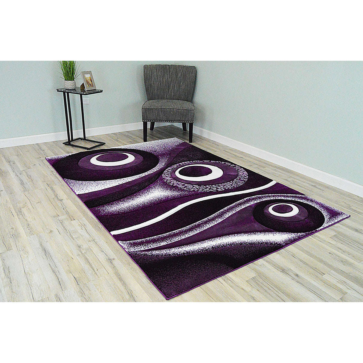 LYKE Home Purple geometric wave inspired Rug