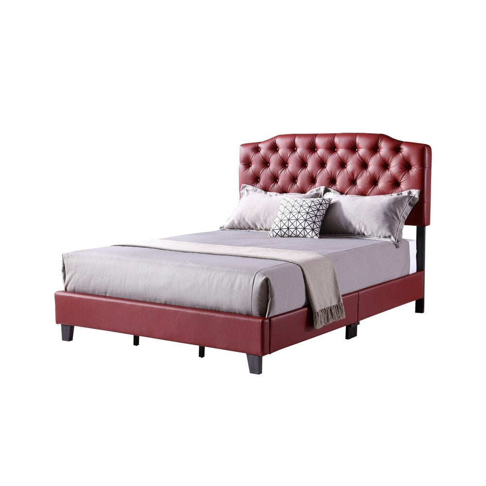 LYKE Home Red Faux Leather Upholstered Bed