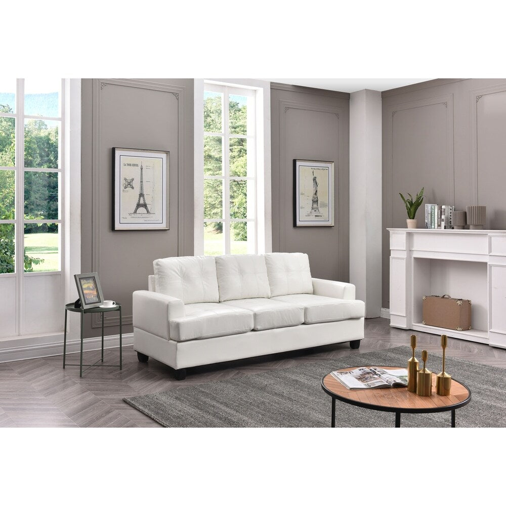 LYKE Home White Microsuede Sofa