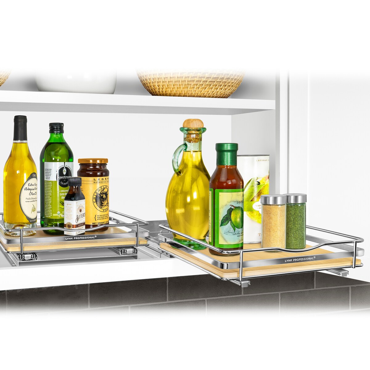 LYNK PROFESSIONAL® Élite™ Pull Out Spice Rack Organizer for Cabinet - 10-1/4 inch Wide - Lifetime Ltd Warranty, Wood